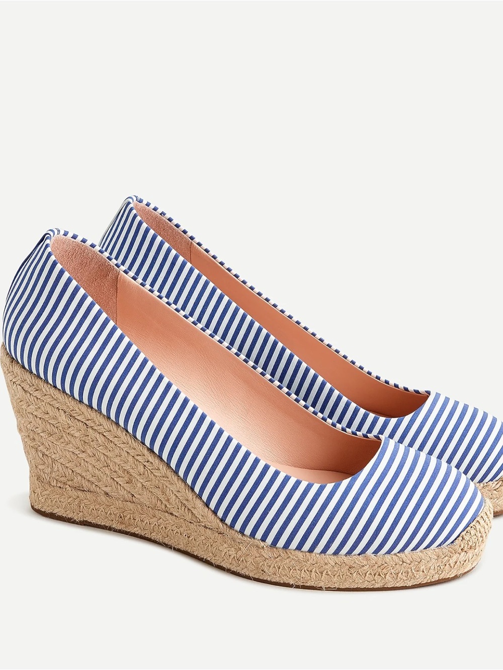 J.Crew Blue White Striped Espadrille Wedge Pumps Size 8.5 Nautical